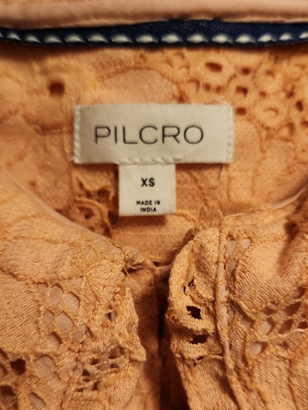 Pilcro Peach Eyelet Peter Pan Collar Keira Blouse - Picture 2 of 11
